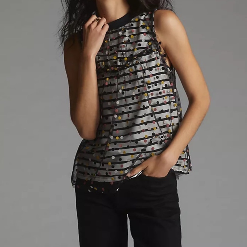 Anthropologie | Maeve Contrast Dotted Tank Size Small